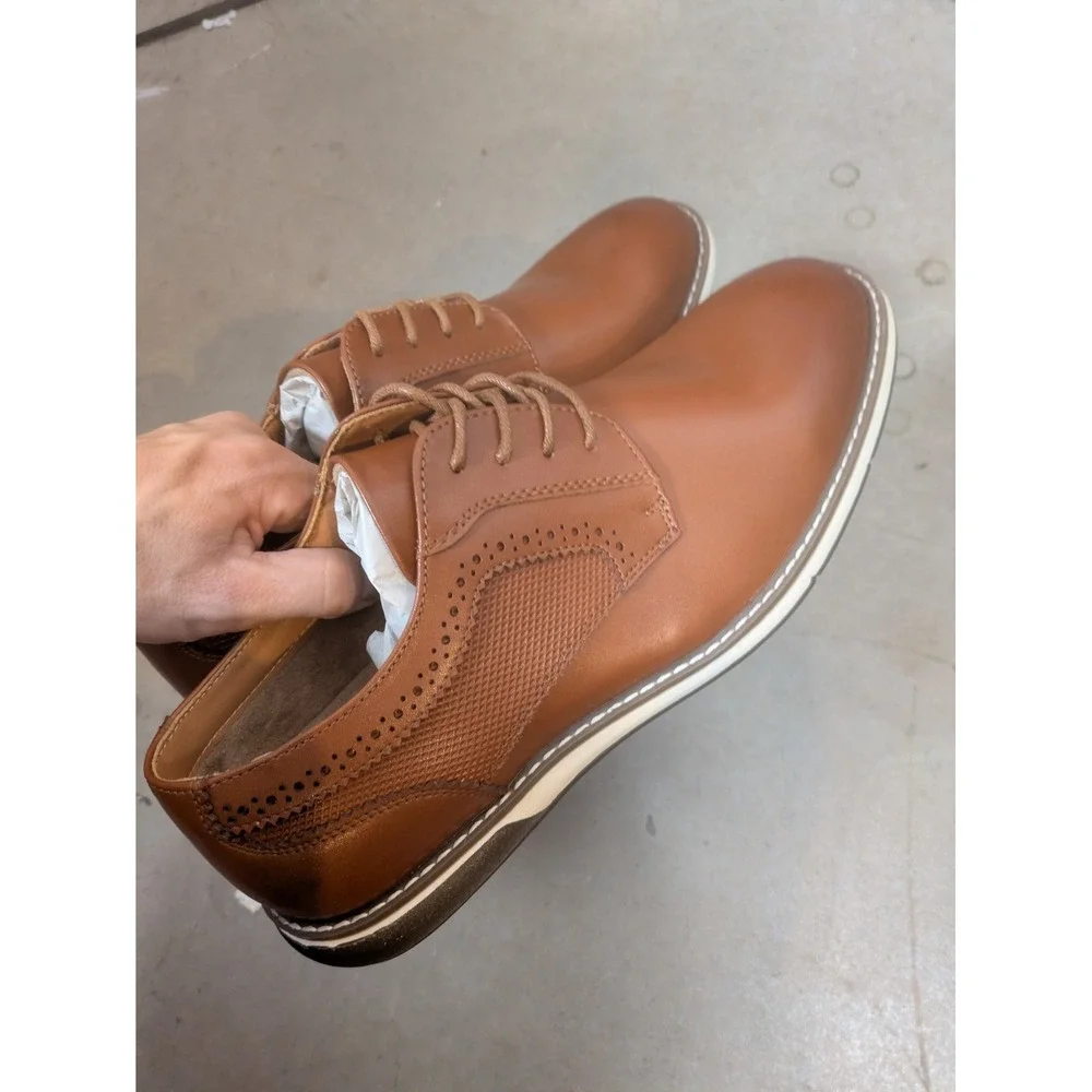 NEW Bruno Marc Oxford Shoes Men's 10 Brown Brogue Detail Lace Up